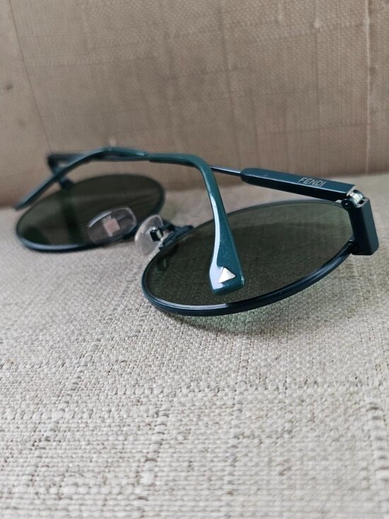 Fendi Women Sunglasses Green Tone Metal Frame Round Eyewear waves Made in Italy main image 4